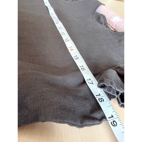 Saks Fifth Avenue 100% Linen Ruffle Tiered Mini Dress Charcoal Grey Womens Small - Picture 4 of 6